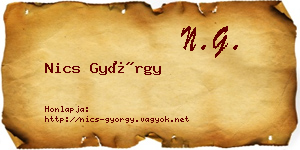 Nics György névjegykártya